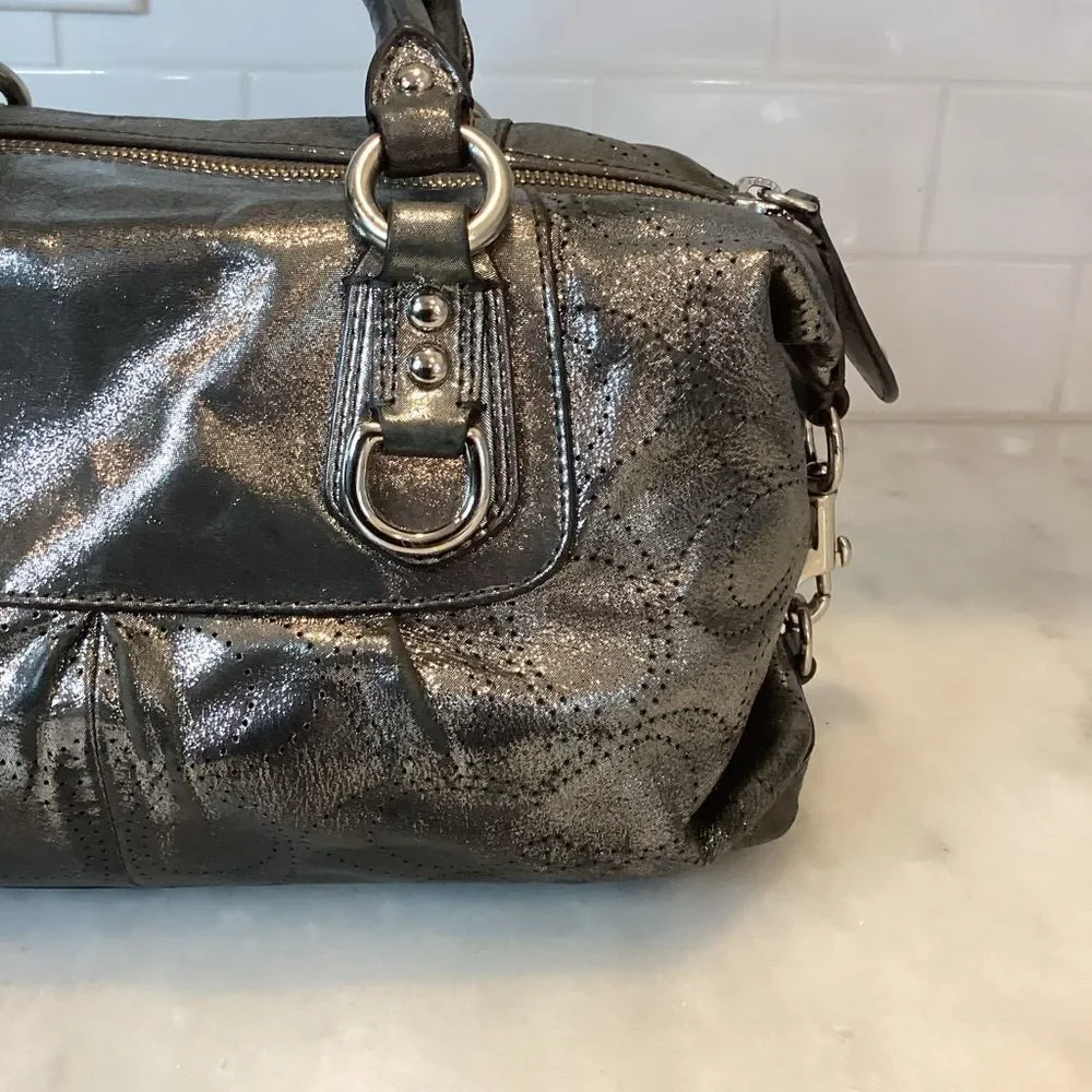 Coach Bag Purse Handbag Leather Ashley Perforated Metallic Satchel Pocketbook